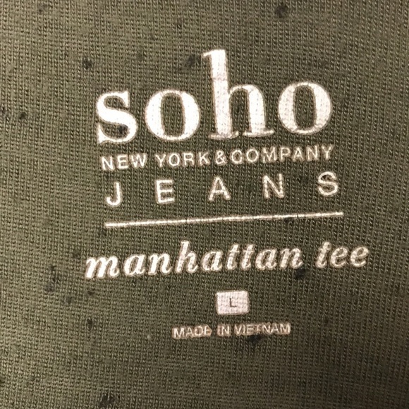 SOHO Jeans Women’s Manhattan Tee L Army Green Wrap Front Drapes Single Closure - Picture 7 of 13
